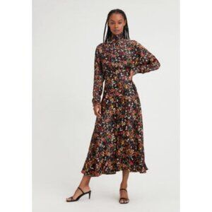 Something Navy Meadow Turtleneck Long Sleeve Maxi Dress Red Floral Size XS